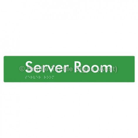 Braille Sign Server Room - Braille Tactile Signs Aust. - BTS253-grn - Custom Signs - Fast Shipping - High Quality - Australian Made &amp; Owned