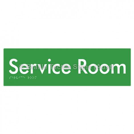 Braille Sign Service Room - Braille Tactile Signs Aust. - BTS88-grn - Custom Signs - Fast Shipping - High Quality - Australian Made &amp; Owned