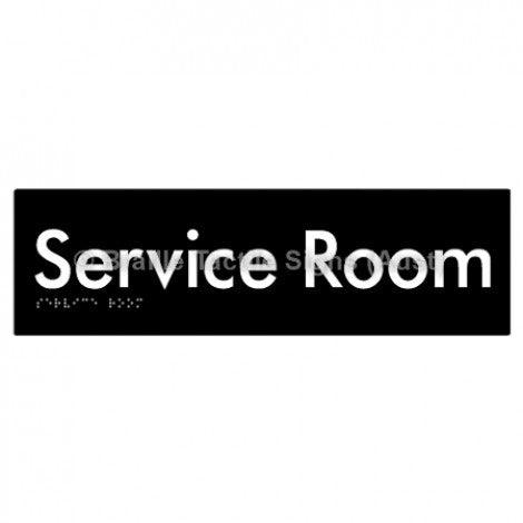 Braille Sign Service Room - Braille Tactile Signs Aust. - BTS88-blk - Custom Signs - Fast Shipping - High Quality - Australian Made &amp; Owned