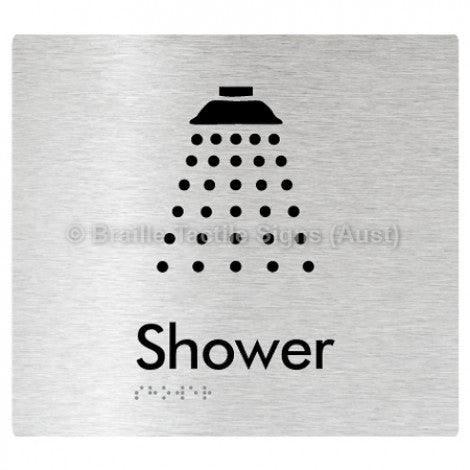 Braille Sign Shower - Braille Tactile Signs Aust. - BTS63-aliB - Custom Signs - Fast Shipping - High Quality - Australian Made &amp; Owned