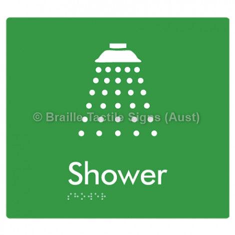 Braille Sign Shower - Braille Tactile Signs Aust. - BTS63-grn - Custom Signs - Fast Shipping - High Quality - Australian Made &amp; Owned