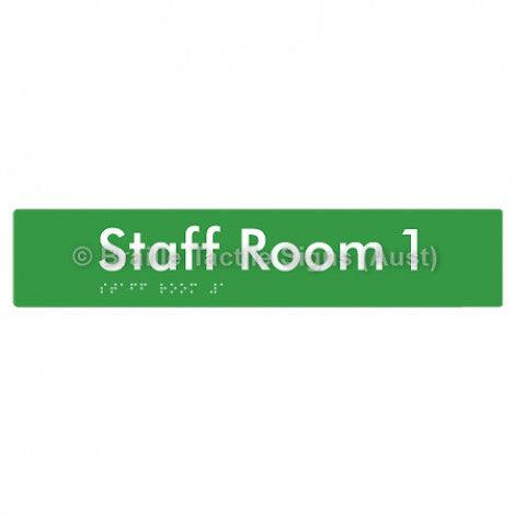 Braille Sign Staff Room 1 - Braille Tactile Signs Aust. - BTS251-01-grn - Custom Signs - Fast Shipping - High Quality - Australian Made &amp; Owned