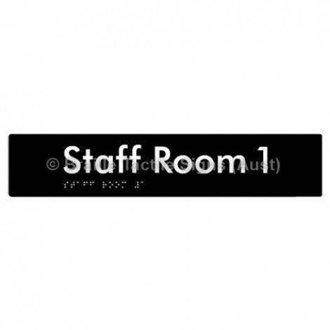 Braille Sign Staff Room 1 - Braille Tactile Signs Aust. - BTS251-01-blk - Custom Signs - Fast Shipping - High Quality - Australian Made &amp; Owned