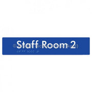 Braille Sign Staff Room 2 - Braille Tactile Signs Aust. - BTS251-02-blu - Custom Signs - Fast Shipping - High Quality - Australian Made &amp; Owned