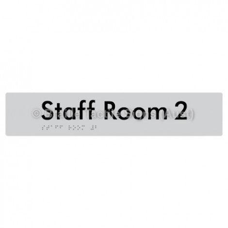 Braille Sign Staff Room 2 - Braille Tactile Signs Aust. - BTS251-02-slv - Custom Signs - Fast Shipping - High Quality - Australian Made &amp; Owned