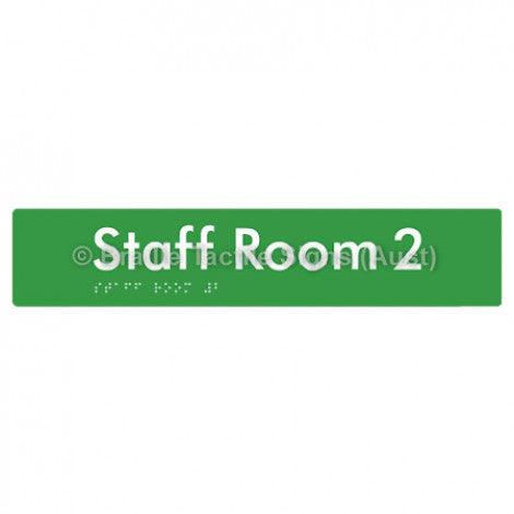 Braille Sign Staff Room 2 - Braille Tactile Signs Aust. - BTS251-02-grn - Custom Signs - Fast Shipping - High Quality - Australian Made &amp; Owned