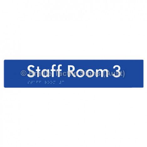 Braille Sign Staff Room 3 - Braille Tactile Signs Aust. - BTS251-03-blu - Custom Signs - Fast Shipping - High Quality - Australian Made &amp; Owned