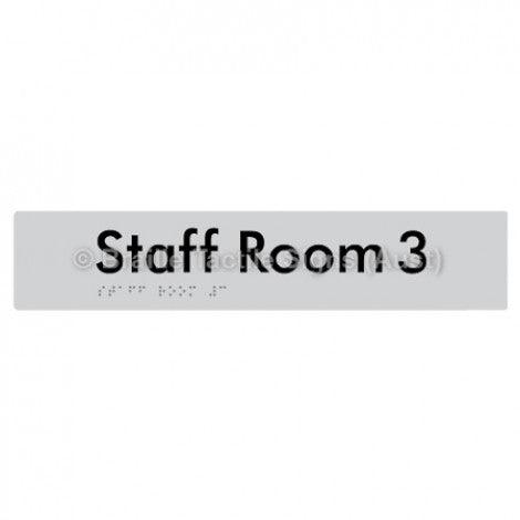 Braille Sign Staff Room 3 - Braille Tactile Signs Aust. - BTS251-03-slv - Custom Signs - Fast Shipping - High Quality - Australian Made &amp; Owned