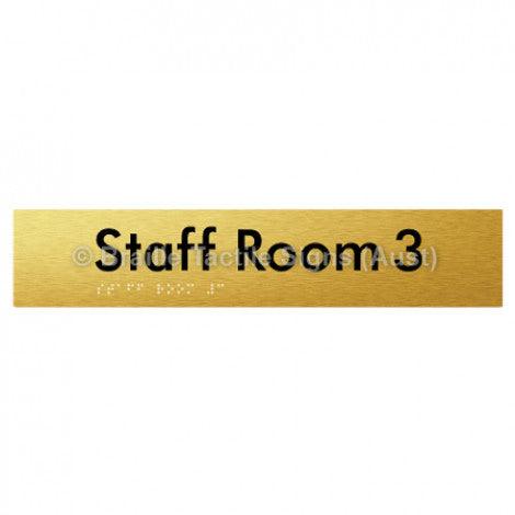 Braille Sign Staff Room 3 - Braille Tactile Signs Aust. - BTS251-03-aliG - Custom Signs - Fast Shipping - High Quality - Australian Made &amp; Owned