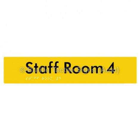 Braille Sign Staff Room 4 - Braille Tactile Signs Aust. - BTS251-04-yel - Custom Signs - Fast Shipping - High Quality - Australian Made &amp; Owned