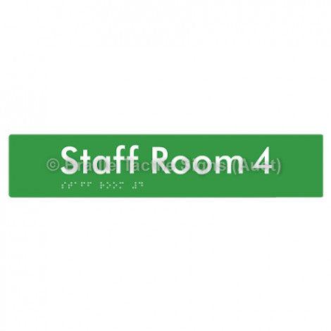 Braille Sign Staff Room 4 - Braille Tactile Signs Aust. - BTS251-04-grn - Custom Signs - Fast Shipping - High Quality - Australian Made &amp; Owned