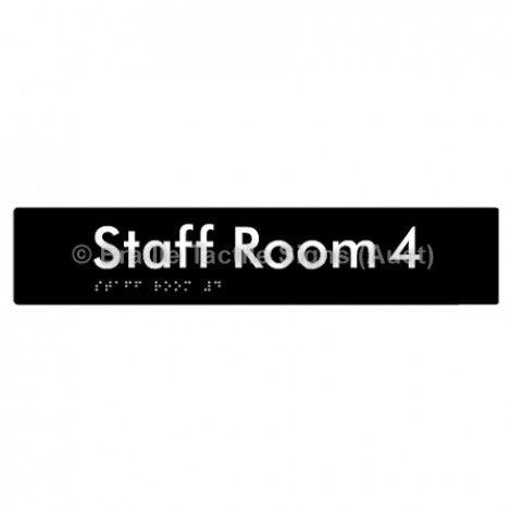 Braille Sign Staff Room 4 - Braille Tactile Signs Aust. - BTS251-04-blk - Custom Signs - Fast Shipping - High Quality - Australian Made &amp; Owned