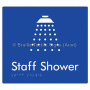 Braille Sign Staff Shower - Braille Tactile Signs Aust. - BTS62-blu - Custom Signs - Fast Shipping - High Quality - Australian Made &amp; Owned