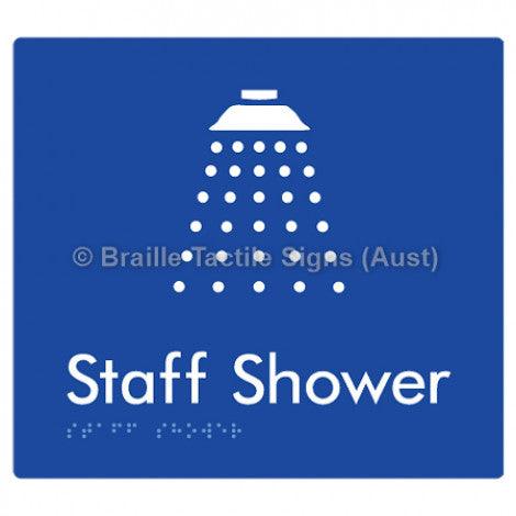 Braille Sign Staff Shower - Braille Tactile Signs Aust. - BTS62-blu - Custom Signs - Fast Shipping - High Quality - Australian Made &amp; Owned