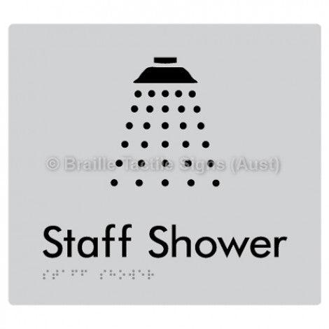 Braille Sign Staff Shower - Braille Tactile Signs Aust. - BTS62-slv - Custom Signs - Fast Shipping - High Quality - Australian Made &amp; Owned