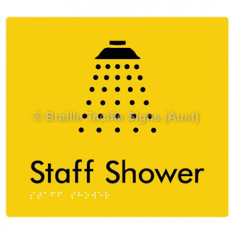 Braille Sign Staff Shower - Braille Tactile Signs Aust. - BTS62-yel - Custom Signs - Fast Shipping - High Quality - Australian Made &amp; Owned