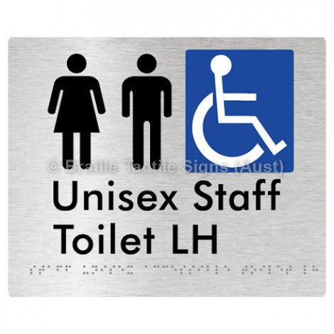 Braille Sign Staff Unisex Accessible Toilet LH - Braille Tactile Signs Aust. - BTS262LH-aliB - Custom Signs - Fast Shipping - High Quality - Australian Made &amp; Owned