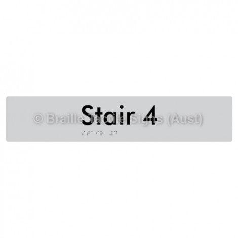 Braille Sign Stair 4 - Braille Tactile Signs Aust. - BTS259-04-slv - Custom Signs - Fast Shipping - High Quality - Australian Made &amp; Owned