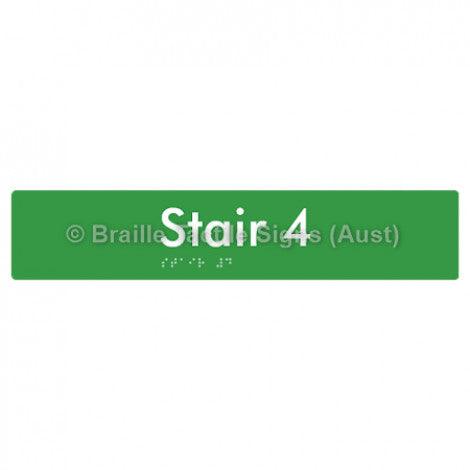 Braille Sign Stair 4 - Braille Tactile Signs Aust. - BTS259-04-grn - Custom Signs - Fast Shipping - High Quality - Australian Made &amp; Owned