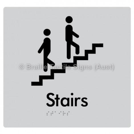 Braille Sign Stairs - Braille Tactile Signs Aust. - BTS34-slv - Custom Signs - Fast Shipping - High Quality - Australian Made &amp; Owned