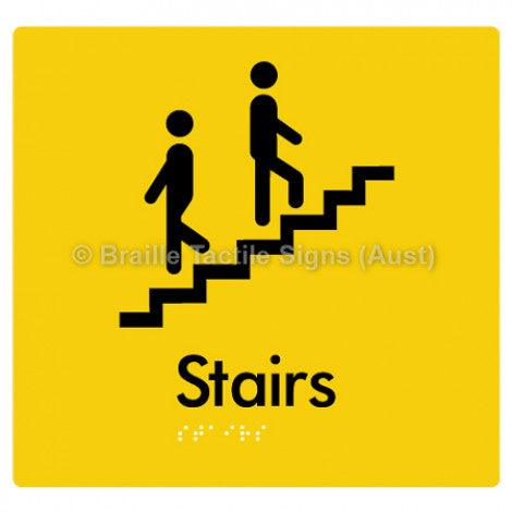 Braille Sign Stairs - Braille Tactile Signs Aust. - BTS34-yel - Custom Signs - Fast Shipping - High Quality - Australian Made &amp; Owned