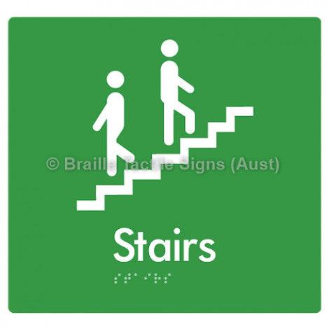 Braille Sign Stairs - Braille Tactile Signs Aust. - BTS34-grn - Custom Signs - Fast Shipping - High Quality - Australian Made &amp; Owned