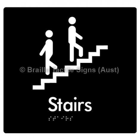 Braille Sign Stairs - Braille Tactile Signs Aust. - BTS34-blk - Custom Signs - Fast Shipping - High Quality - Australian Made &amp; Owned