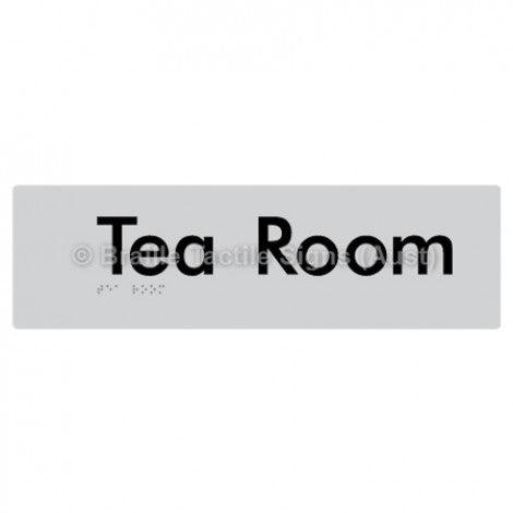 Braille Sign Tea Room - Braille Tactile Signs Aust. - BTS125-slv - Custom Signs - Fast Shipping - High Quality - Australian Made &amp; Owned