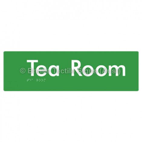 Braille Sign Tea Room - Braille Tactile Signs Aust. - BTS125-grn - Custom Signs - Fast Shipping - High Quality - Australian Made &amp; Owned