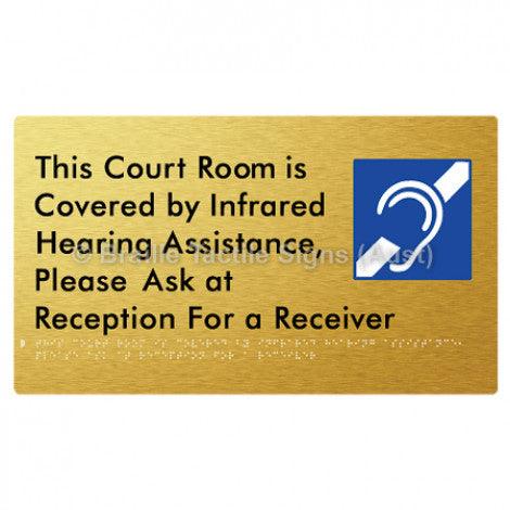 Braille Sign This Court Room is Covered by Infrared Hearing Assistance, Please Ask at Reception For a Receiver - Braille Tactile Signs Aust. - BTS337-aliG - Custom Signs - Fast Shipping - High Quality - Australian Made &amp; Owned