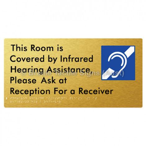 Braille Sign This Room is Covered by Infrared Hearing Assistance, Please Ask at Reception For a Receiver - Braille Tactile Signs Aust. - BTS289-aliG - Custom Signs - Fast Shipping - High Quality - Australian Made &amp; Owned