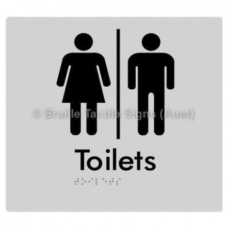 Braille Sign Toilets w/ Air Lock - Braille Tactile Signs Aust. - BTS68-AL-slv - Custom Signs - Fast Shipping - High Quality - Australian Made &amp; Owned