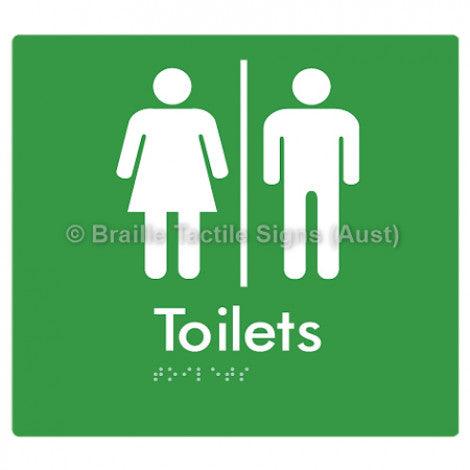 Braille Sign Toilets w/ Air Lock - Braille Tactile Signs Aust. - BTS68-AL-grn - Custom Signs - Fast Shipping - High Quality - Australian Made &amp; Owned