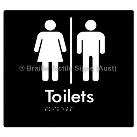 Braille Sign Toilets w/ Air Lock - Braille Tactile Signs Aust. - BTS68-AL-blk - Custom Signs - Fast Shipping - High Quality - Australian Made &amp; Owned
