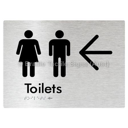 Braille Sign Toilets w/ Large Arrow: - Braille Tactile Signs Aust. - BTS68->L-aliB - Custom Signs - Fast Shipping - High Quality - Australian Made &amp; Owned