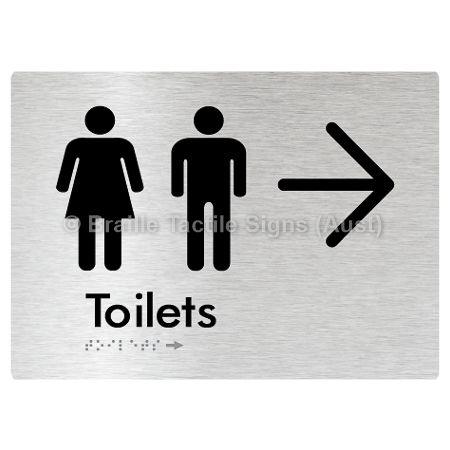 Braille Sign Toilets w/ Large Arrow: - Braille Tactile Signs Aust. - BTS68->R-aliB - Custom Signs - Fast Shipping - High Quality - Australian Made &amp; Owned