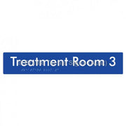 Braille Sign Treatment Room 3 - Braille Tactile Signs Aust. - BTS254-03-blu - Custom Signs - Fast Shipping - High Quality - Australian Made &amp; Owned