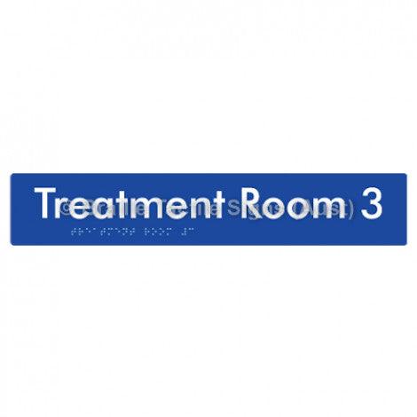 Braille Sign Treatment Room 3 - Braille Tactile Signs Aust. - BTS254-03-blu - Custom Signs - Fast Shipping - High Quality - Australian Made &amp; Owned