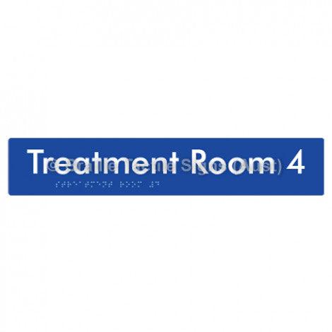 Braille Sign Treatment Room 4 - Braille Tactile Signs Aust. - BTS254-04-blu - Custom Signs - Fast Shipping - High Quality - Australian Made &amp; Owned