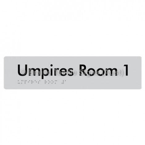 Braille Sign Umpires Room 1 - Braille Tactile Signs Aust. - BTS129-01-slv - Custom Signs - Fast Shipping - High Quality - Australian Made &amp; Owned