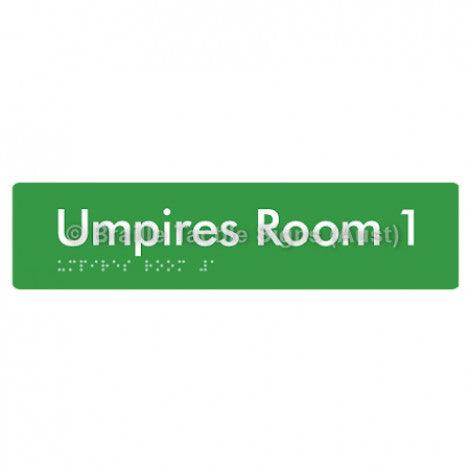 Braille Sign Umpires Room 1 - Braille Tactile Signs Aust. - BTS129-01-grn - Custom Signs - Fast Shipping - High Quality - Australian Made &amp; Owned