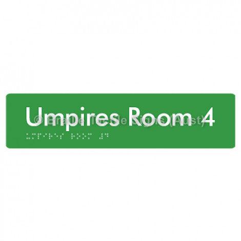 Braille Sign Umpires Room 4 - Braille Tactile Signs Aust. - BTS129-04-grn - Custom Signs - Fast Shipping - High Quality - Australian Made &amp; Owned