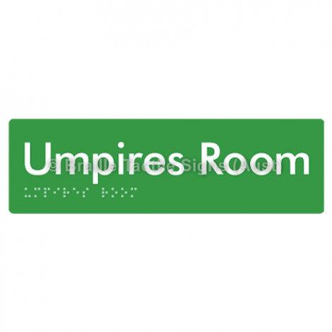 Braille Sign Umpires Room - Braille Tactile Signs Aust. - BTS129-grn - Custom Signs - Fast Shipping - High Quality - Australian Made &amp; Owned