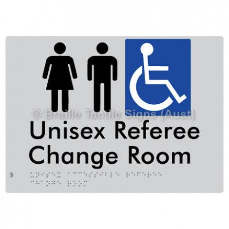 Braille Sign Unisex Accessible Referee Change Room - Braille Tactile Signs Aust. - BTS304-slv - Custom Signs - Fast Shipping - High Quality - Australian Made &amp; Owned