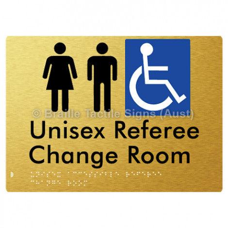 Braille Sign Unisex Accessible Referee Change Room - Braille Tactile Signs Aust. - BTS304-aliG - Custom Signs - Fast Shipping - High Quality - Australian Made &amp; Owned