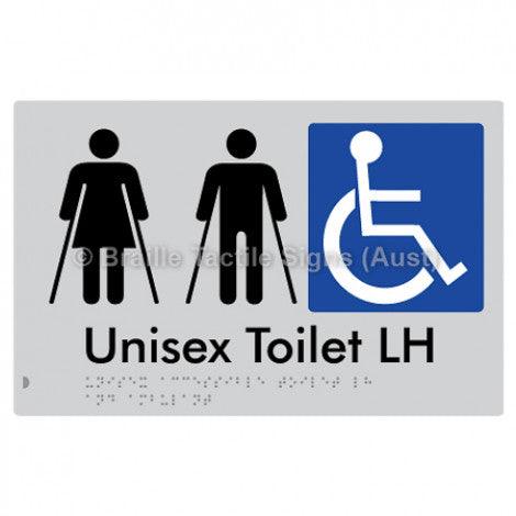 Braille Sign Unisex Accessible Toilet LH and Ambulant - Braille Tactile Signs Aust. - BTS309LH-blu - Custom Signs - Fast Shipping - High Quality - Australian Made &amp; Owned