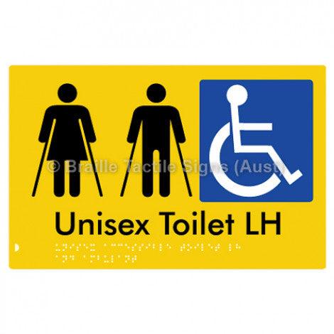 Braille Sign Unisex Accessible Toilet LH and Ambulant - Braille Tactile Signs Aust. - BTS309LH-yel - Custom Signs - Fast Shipping - High Quality - Australian Made &amp; Owned