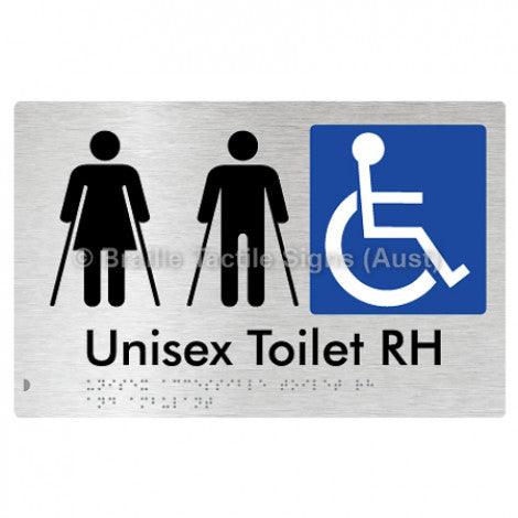 Braille Sign Unisex Accessible Toilet RH and Ambulant - Braille Tactile Signs Aust. - BTS309RH-aliB - Custom Signs - Fast Shipping - High Quality - Australian Made &amp; Owned