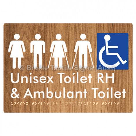 Braille Sign Unisex Accessible Toilet RH and Ambulant Toilet - Braille Tactile Signs Aust. - BTS311RH-wdg - Custom Signs - Fast Shipping - High Quality - Australian Made &amp; Owned