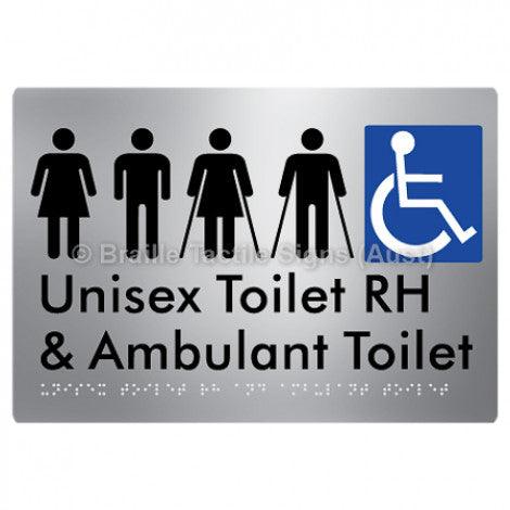 Braille Sign Unisex Accessible Toilet RH and Ambulant Toilet - Braille Tactile Signs Aust. - BTS311RH-aliS - Custom Signs - Fast Shipping - High Quality - Australian Made &amp; Owned